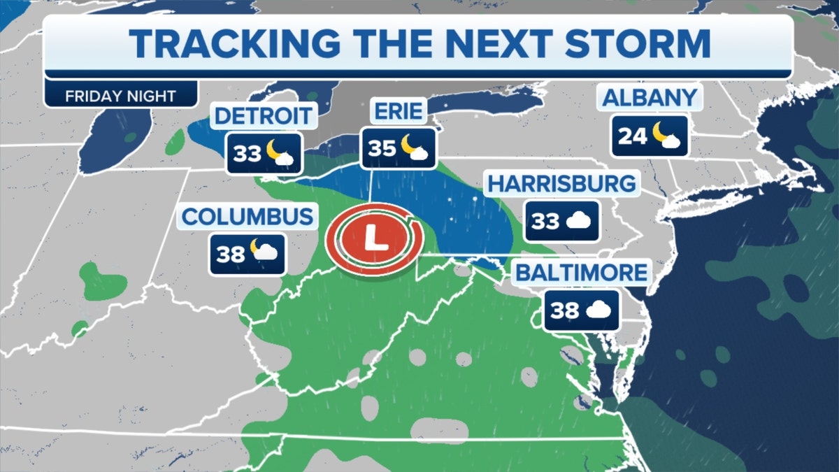 A map tracking the next storm in the East