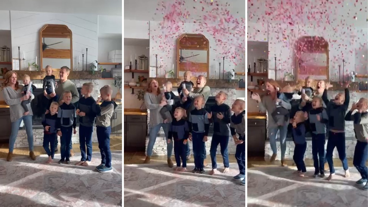 Sarah Molitor and her family find out her baby's gender with a confetti release