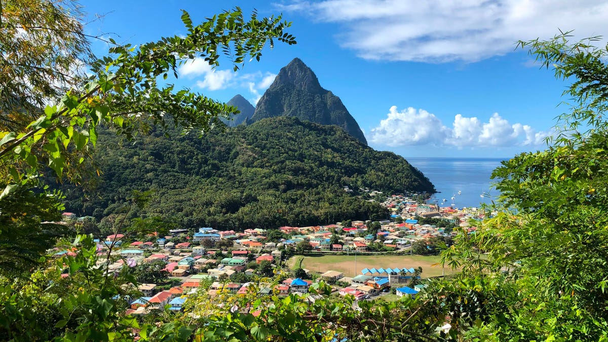 A view of the Pitons