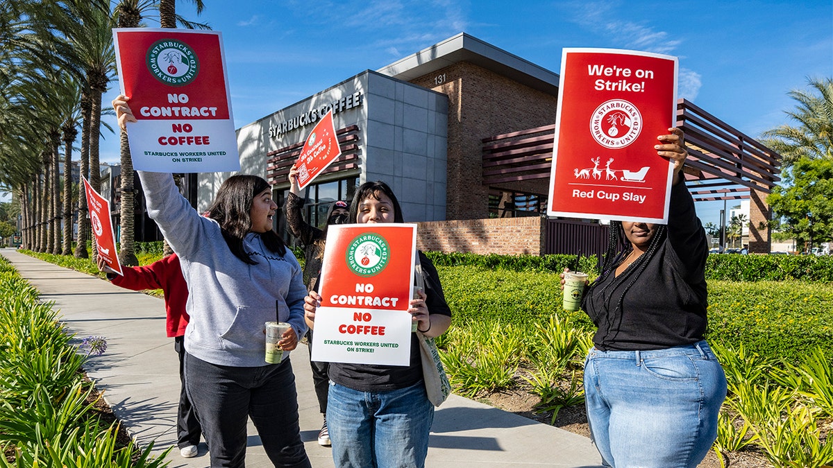 Starbucks workers strike in California