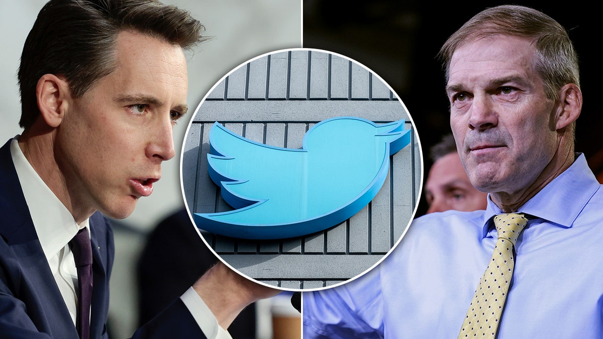 Josh Hawley, Jim Jordan and the Twitter logo