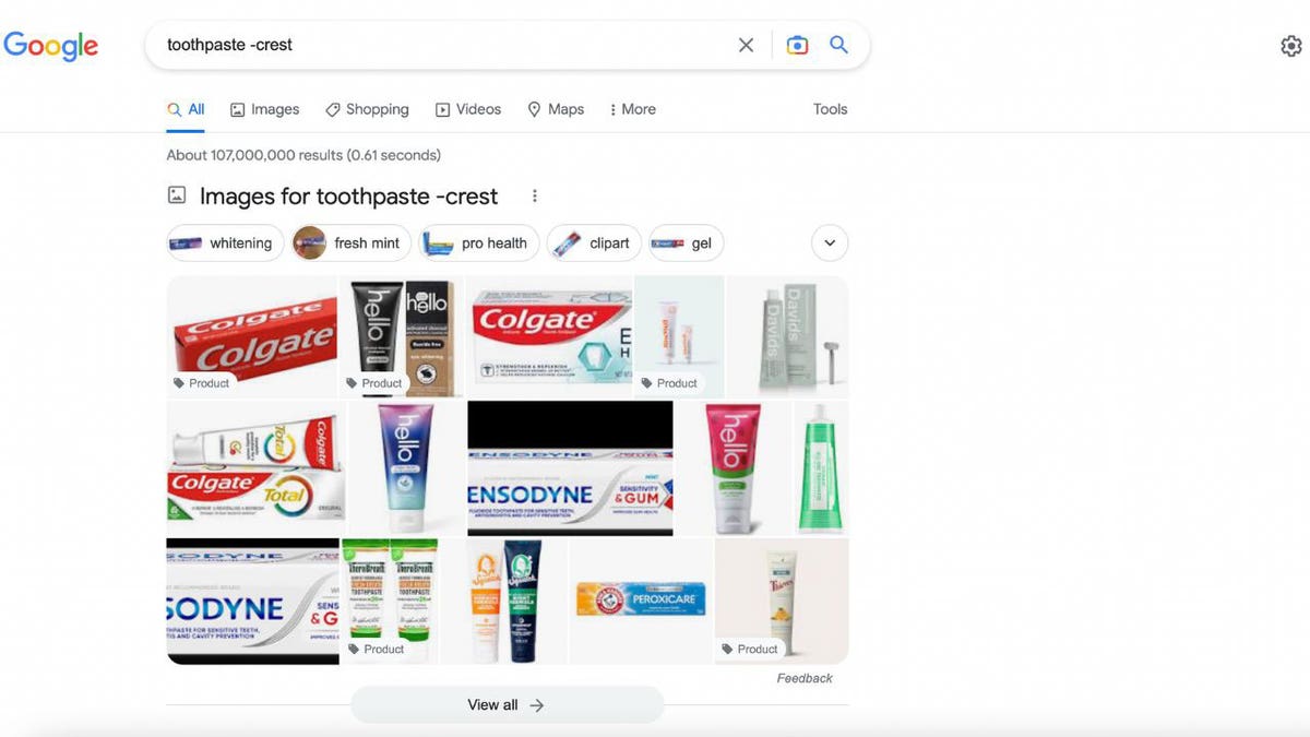 Toothpaste Google search.