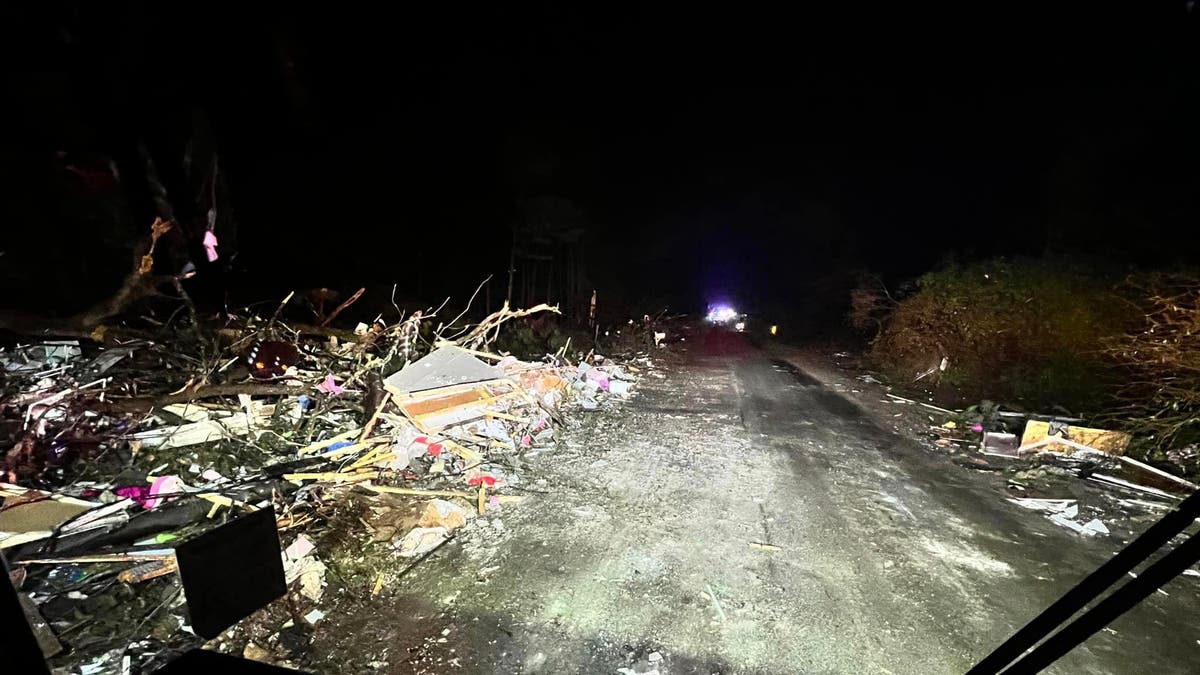 Tornado damage in Keithsville, Louisiana