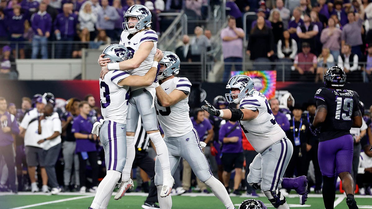 Kicker Ty Zentner celebrates