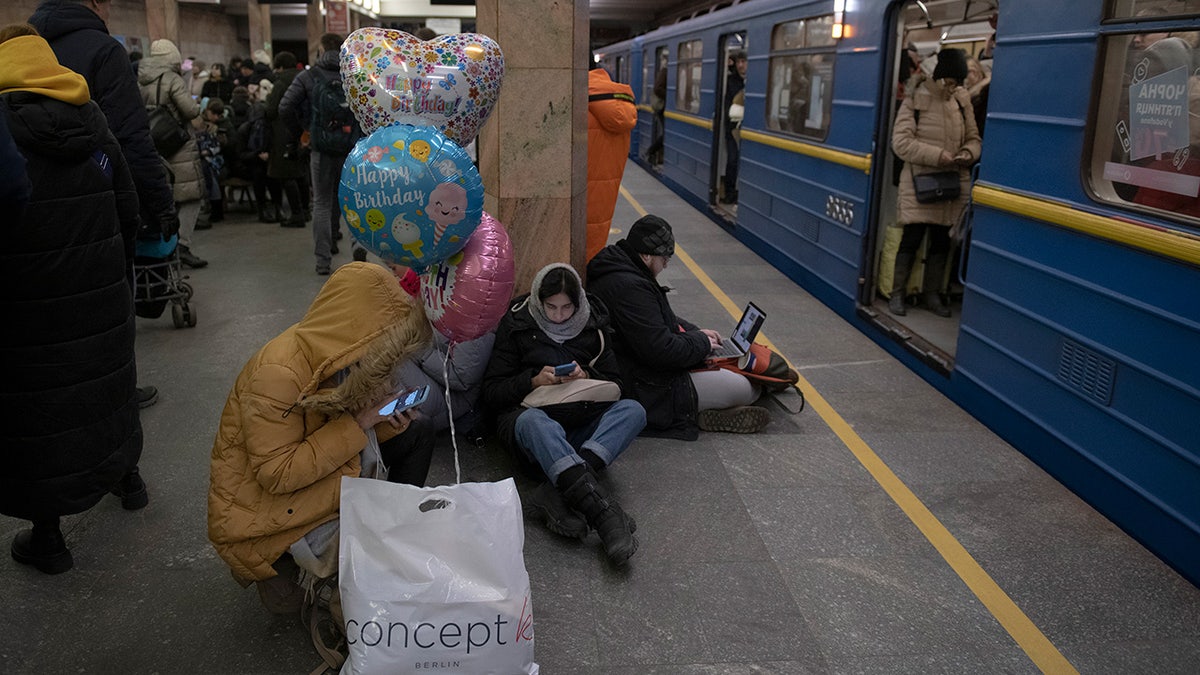 Bomb shelter in Ukrainian metro system