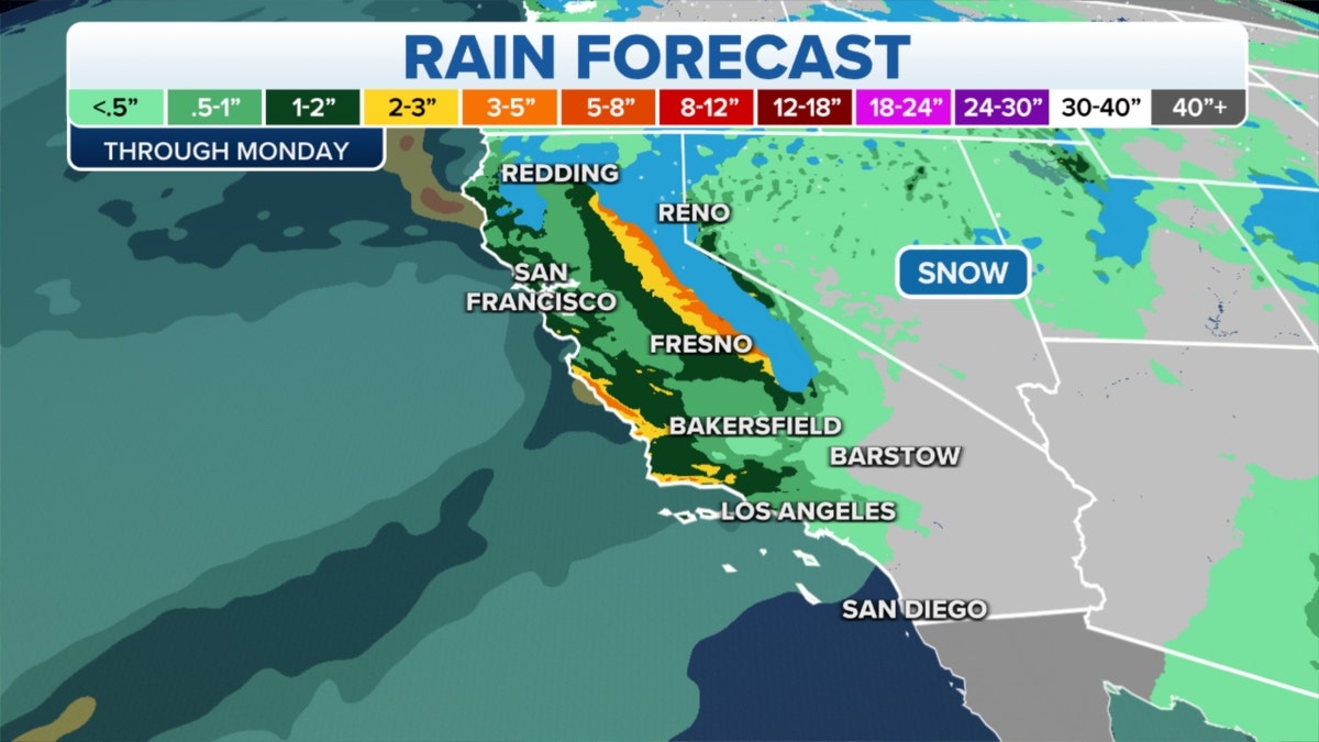 Rain forecast in the West