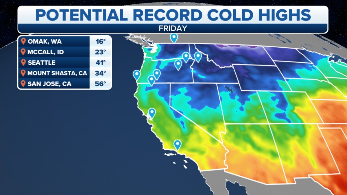 West potential record cold temperatures