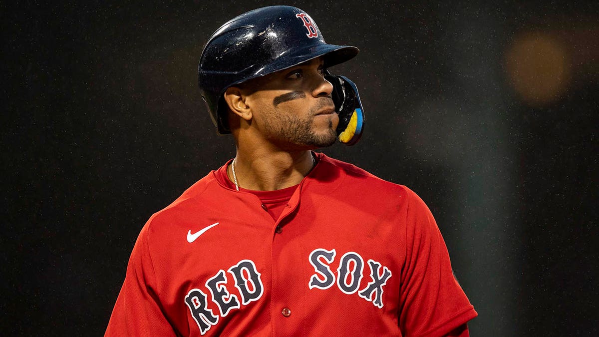 Xander Bogaerts looks away