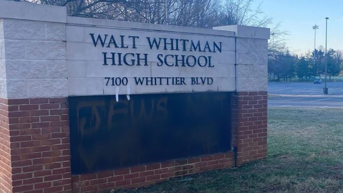 School sign with antisemitic writing