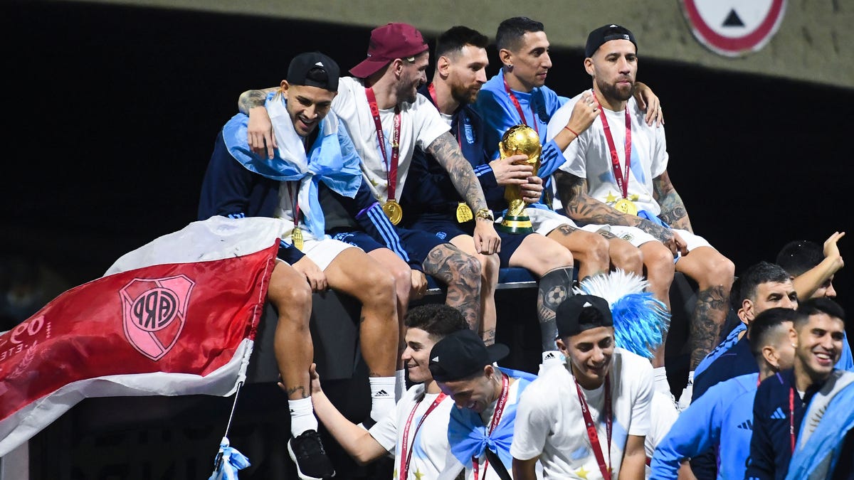Argentina team celebrates during parade