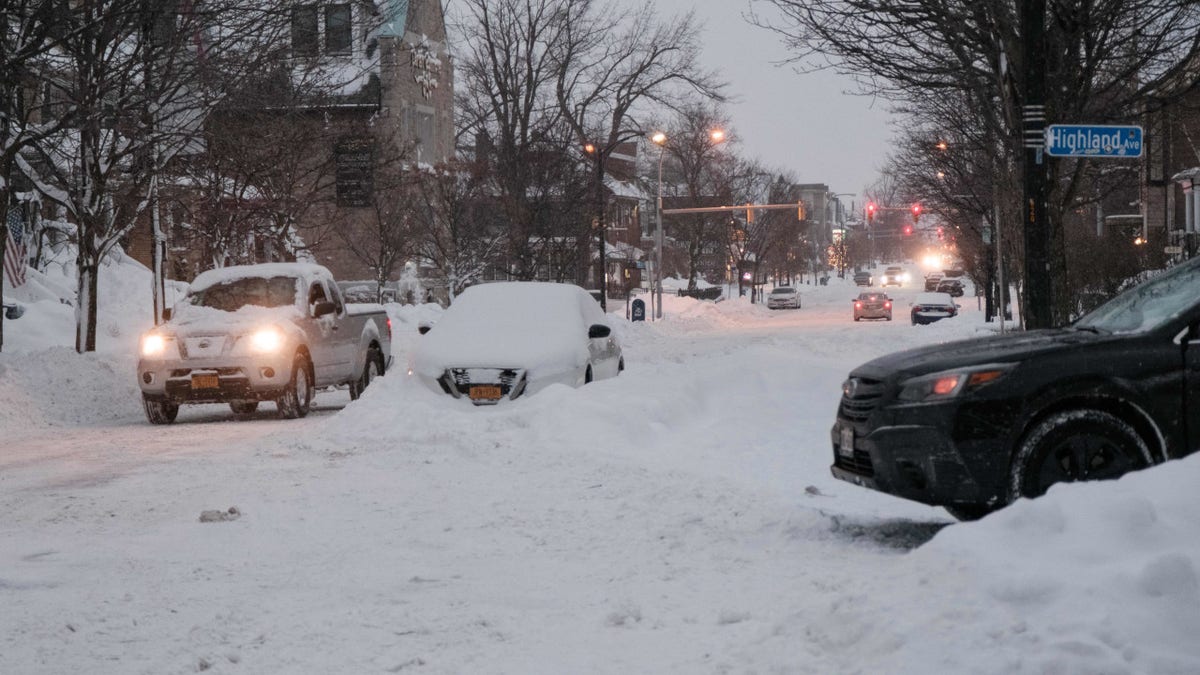 Snowy vehicles in New York