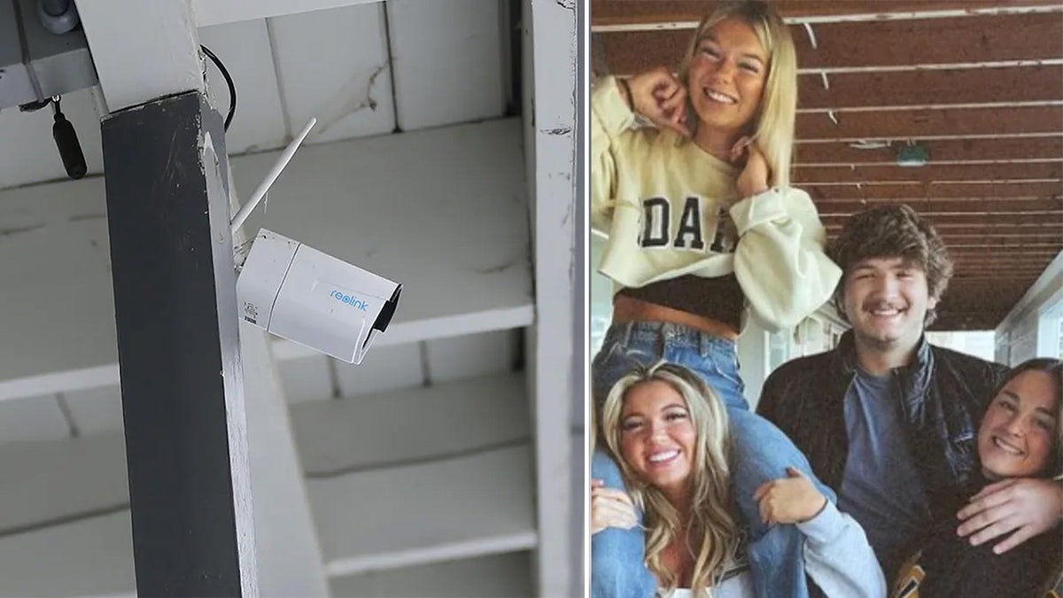 Surveillance camera next to a picture of Idaho murder victims