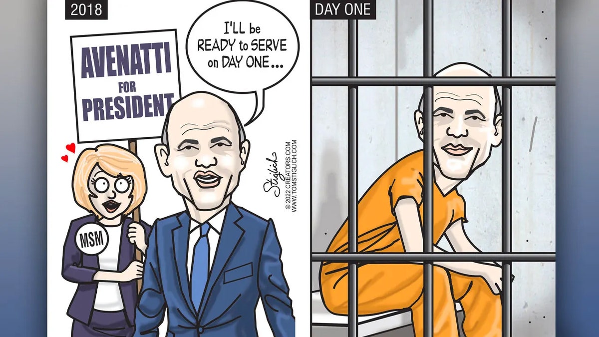 Political cartoon depicting Michael Avenatti