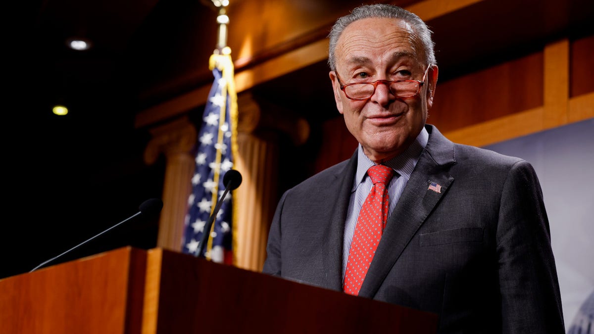 Senate Majority Leader Chuck Schumer, D-N.Y., speaks at a press conference at the U.S. Capitol Building on Dec. 7, 2022.