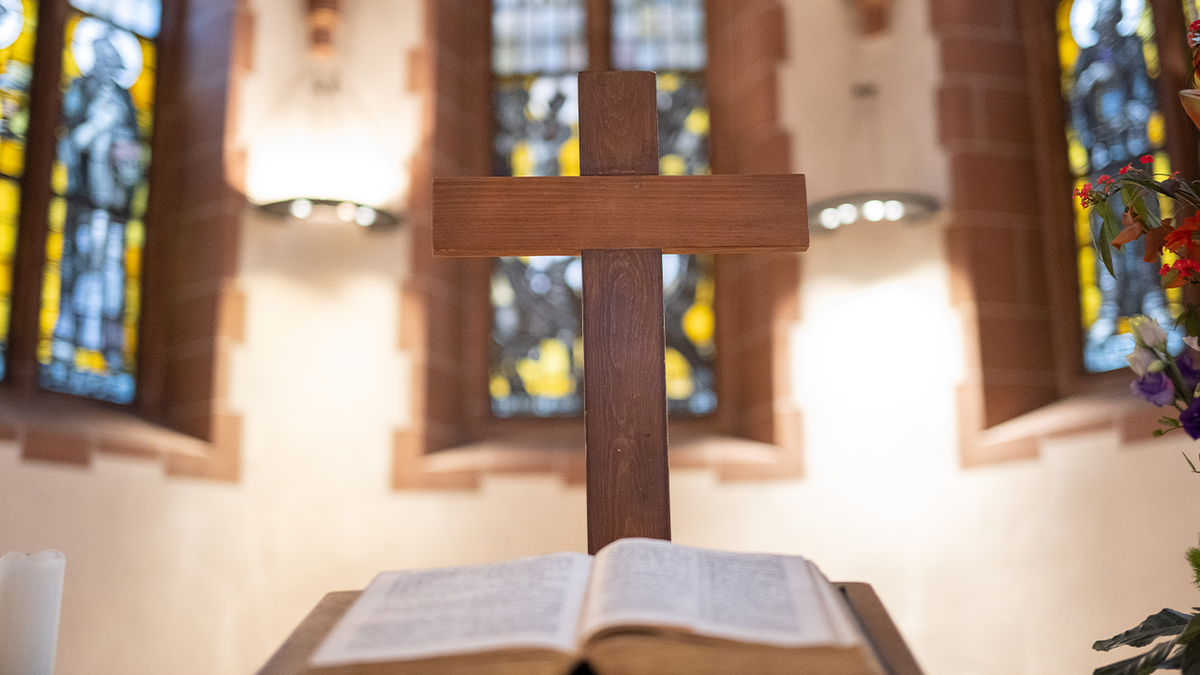 Wooden cross in church