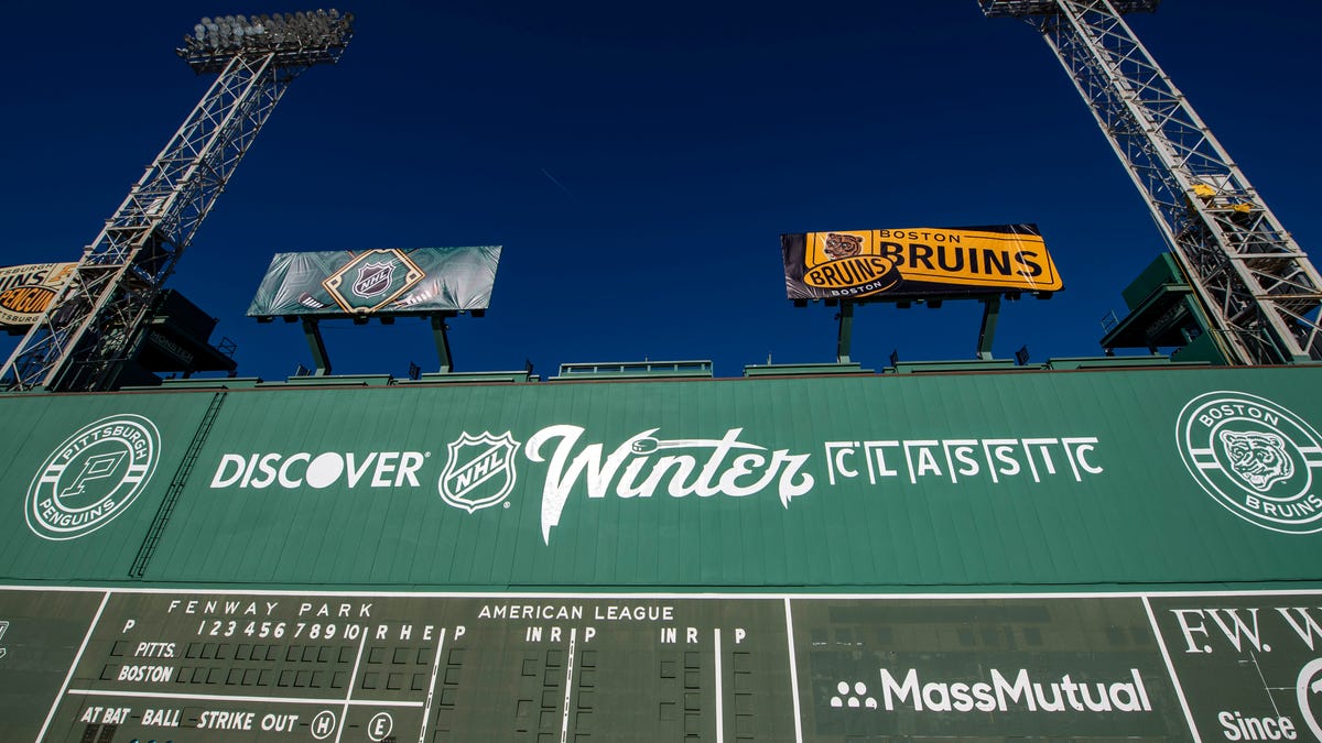 Fenway Park Green Monster with Winter Classic writing
