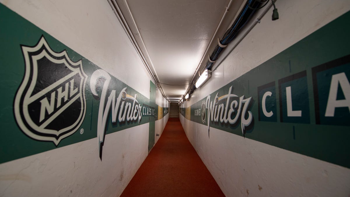 Winter Classic signage on Fenway Park walls