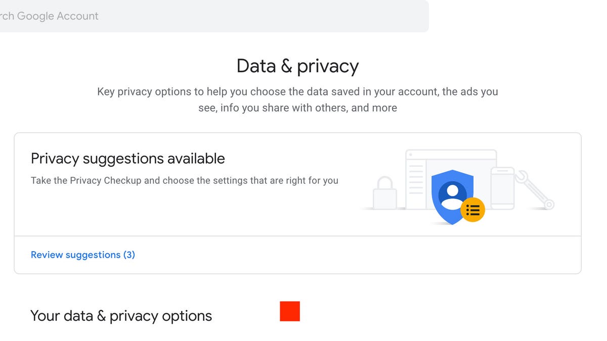 Screenshot of the data & privacy screen.