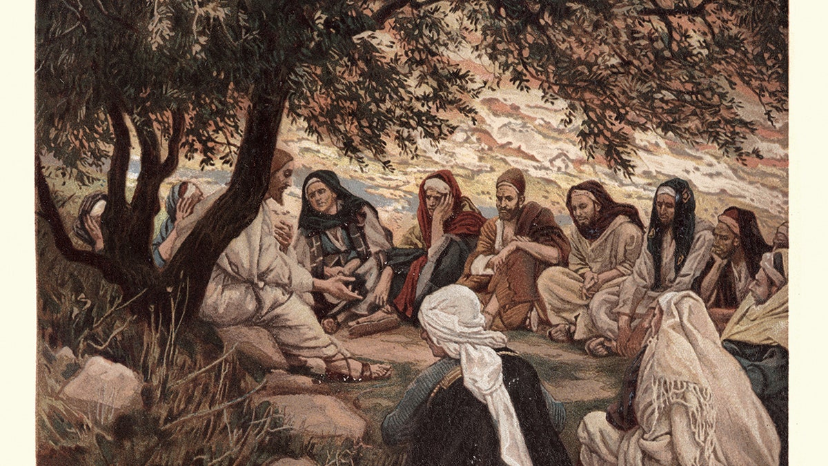 Engraving of Jesus teaching