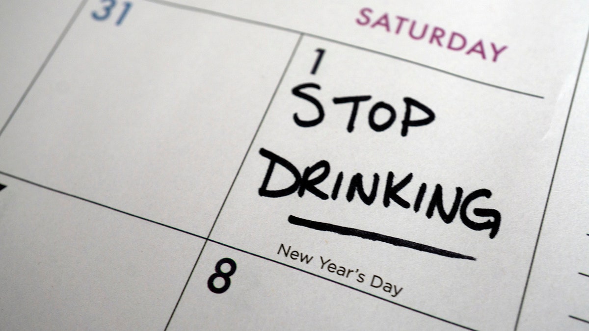 'Stop Drinking' marked on calendar