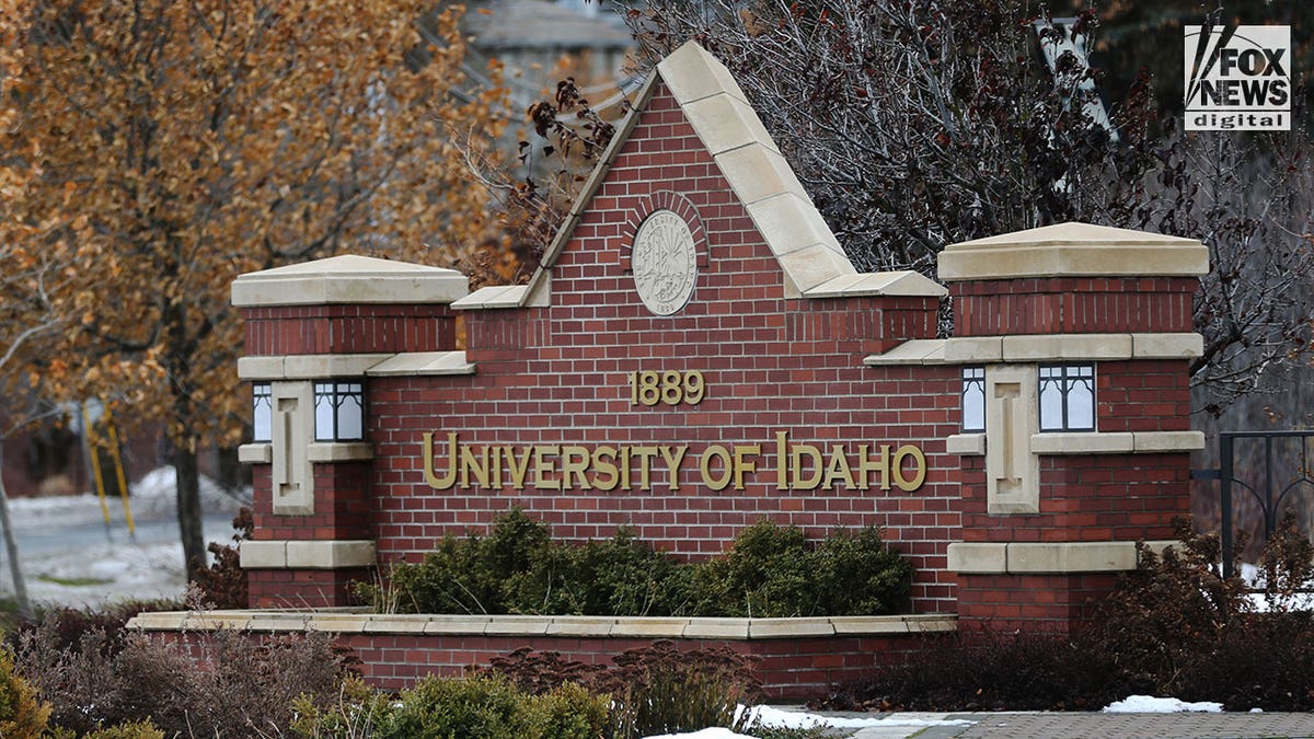 University of Idaho school sign on overcast day