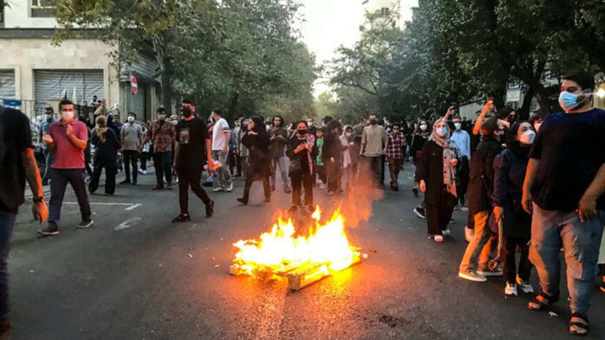 Iran fire protest streets