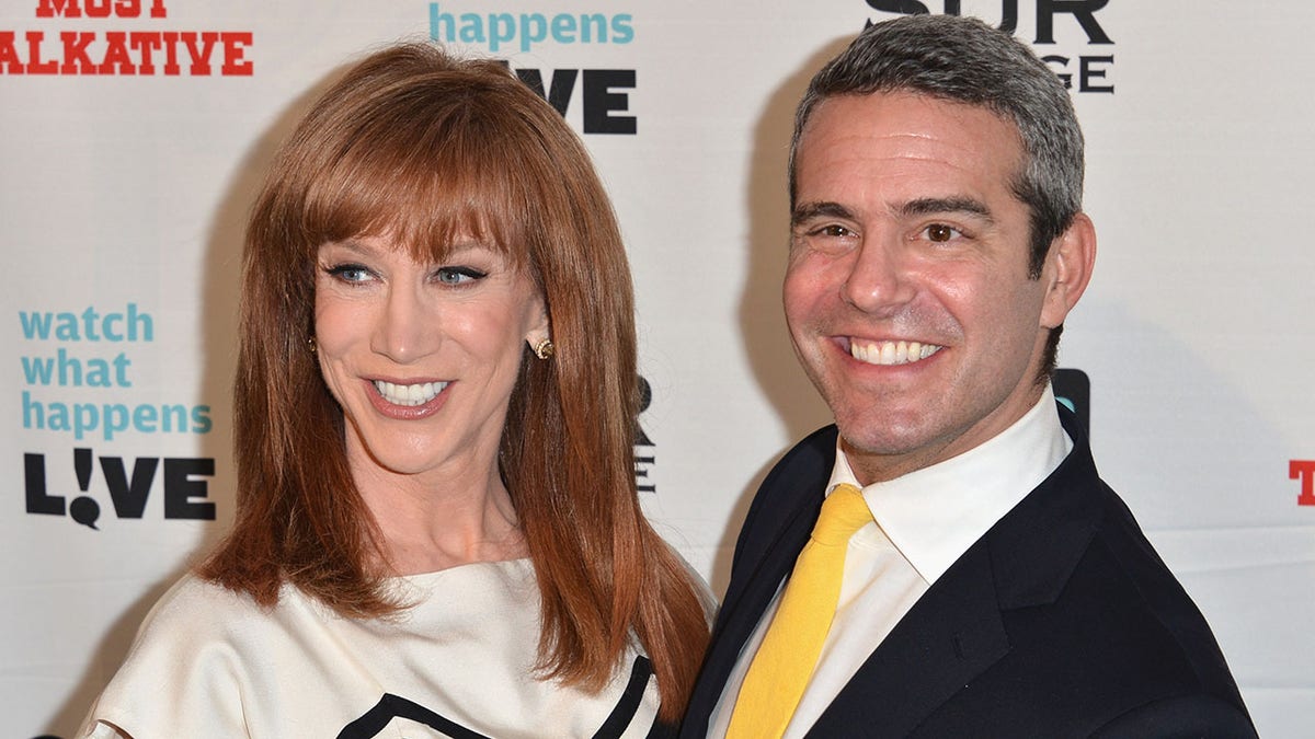 Kathy Griffin and Andy Cohen smiling