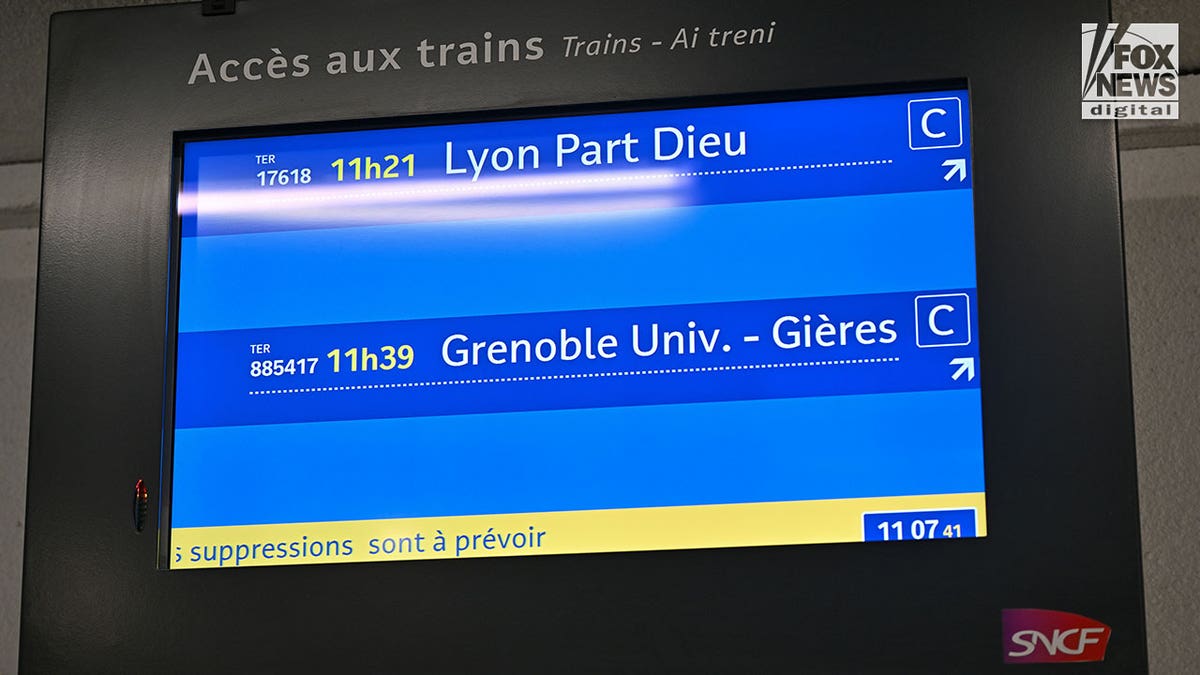 Train schedule on TV