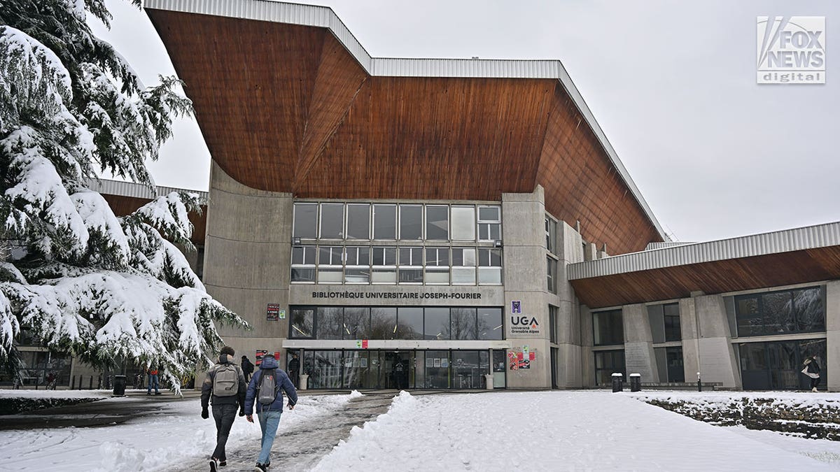 Grenoble, France campus exerior shots during snowy day