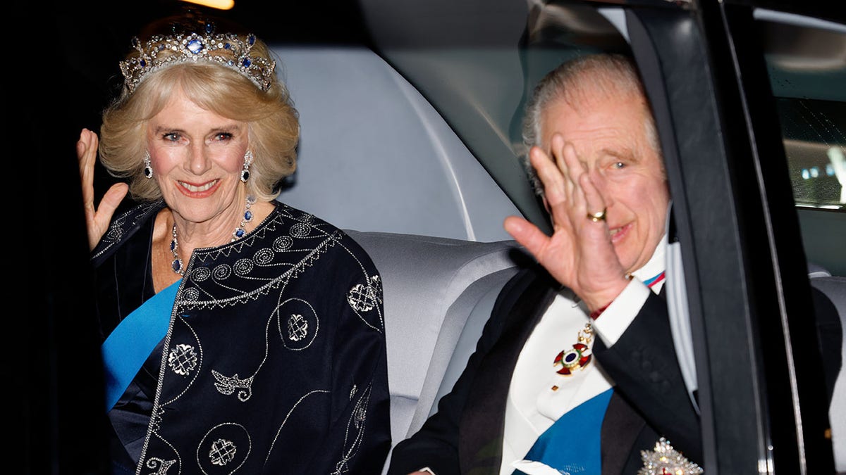 King Charles and Camilla arrive at reception