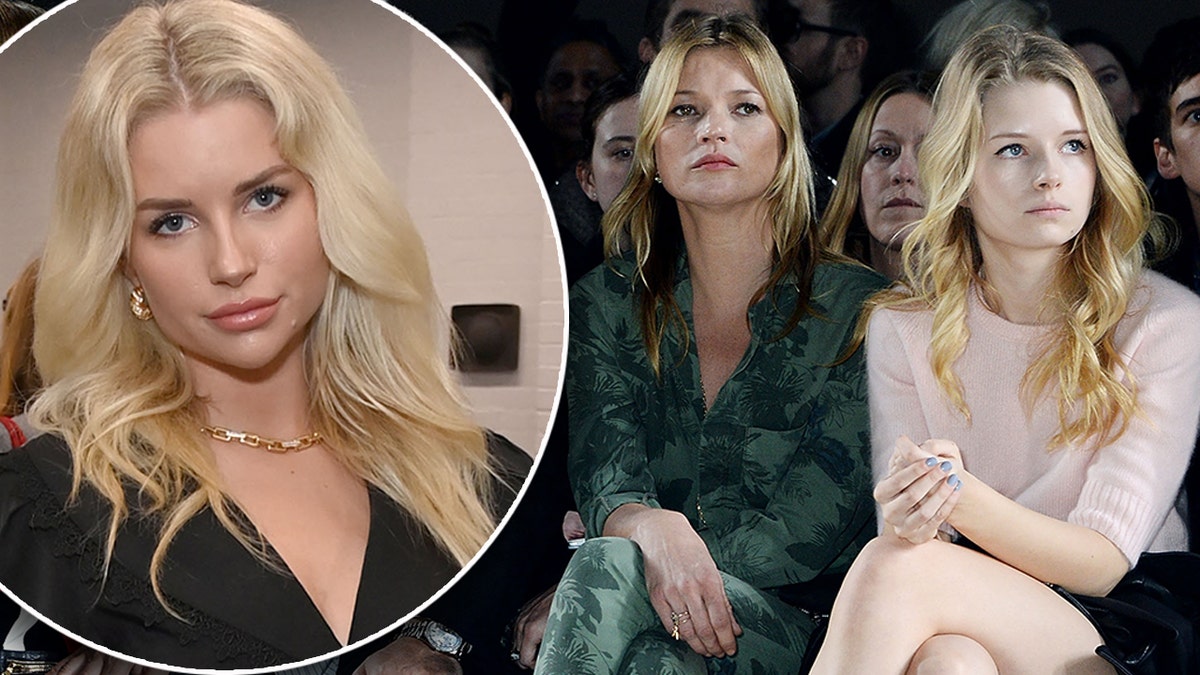 Kate Moss and sister Lottie sit front row at fashion show