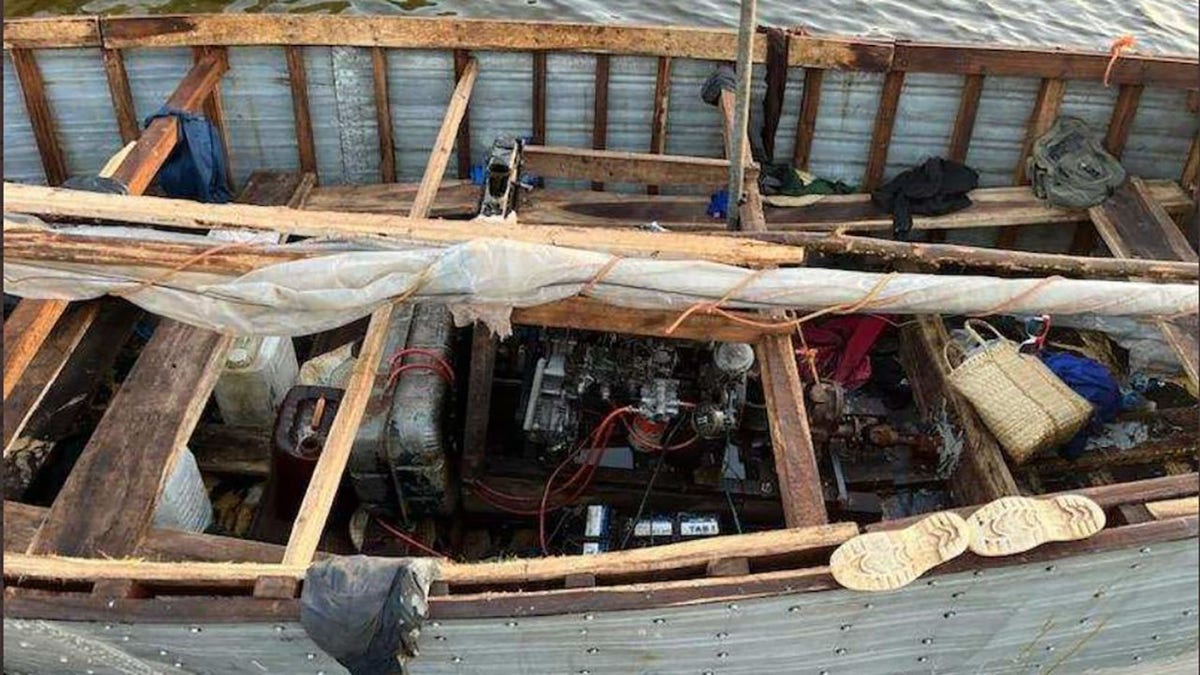 inside of small migrant boat