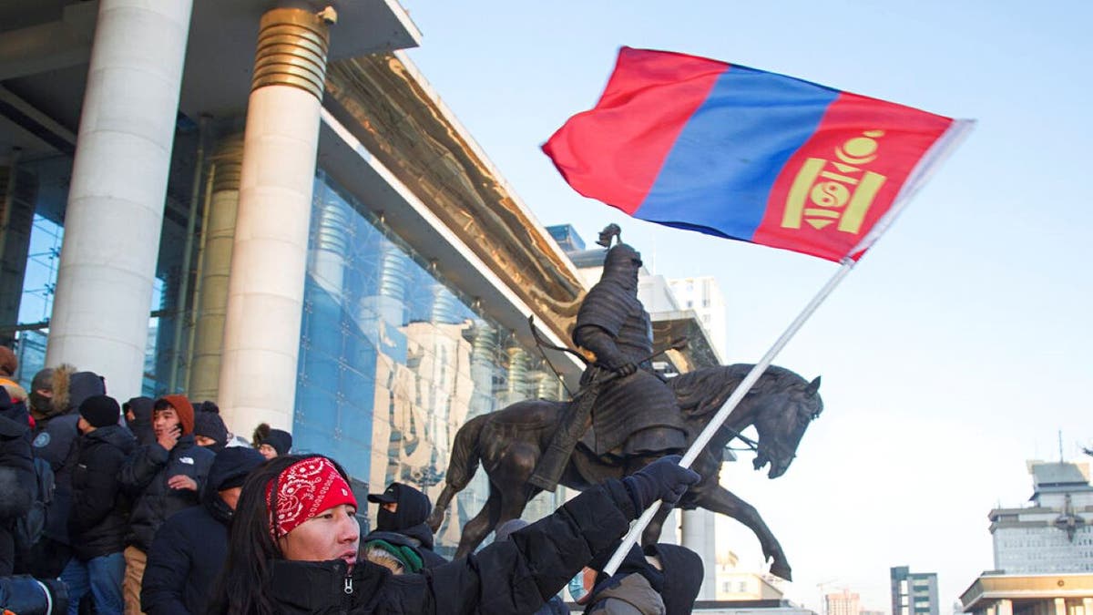 Mongolia protesters at capital