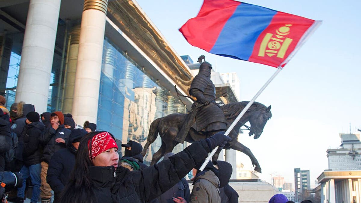 Mongolia protesters at capital
