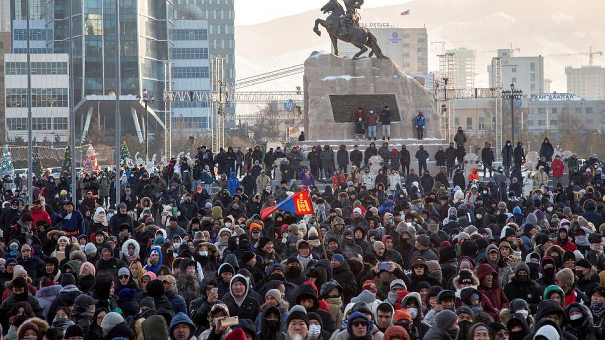 Large crowd gathered at Mongolia protest