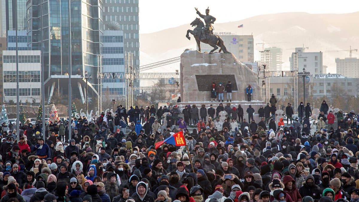 Large crowd gathered at Mongolia protest
