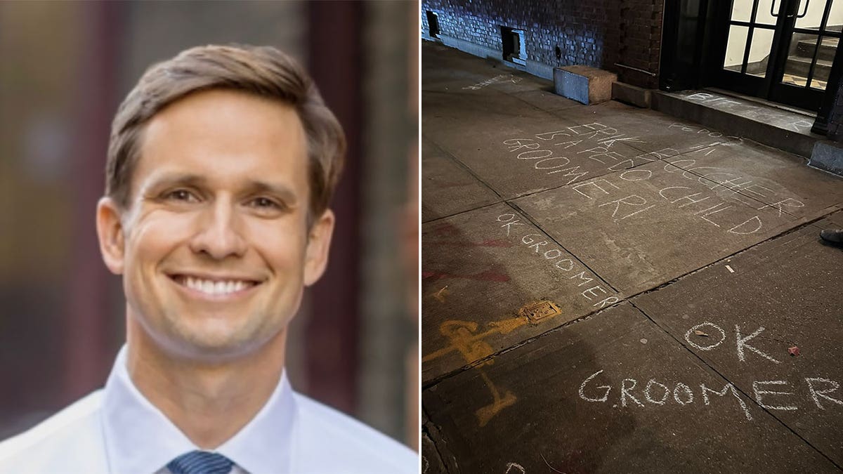 Erik Bottcher council photo and sidewalk vandalism pic