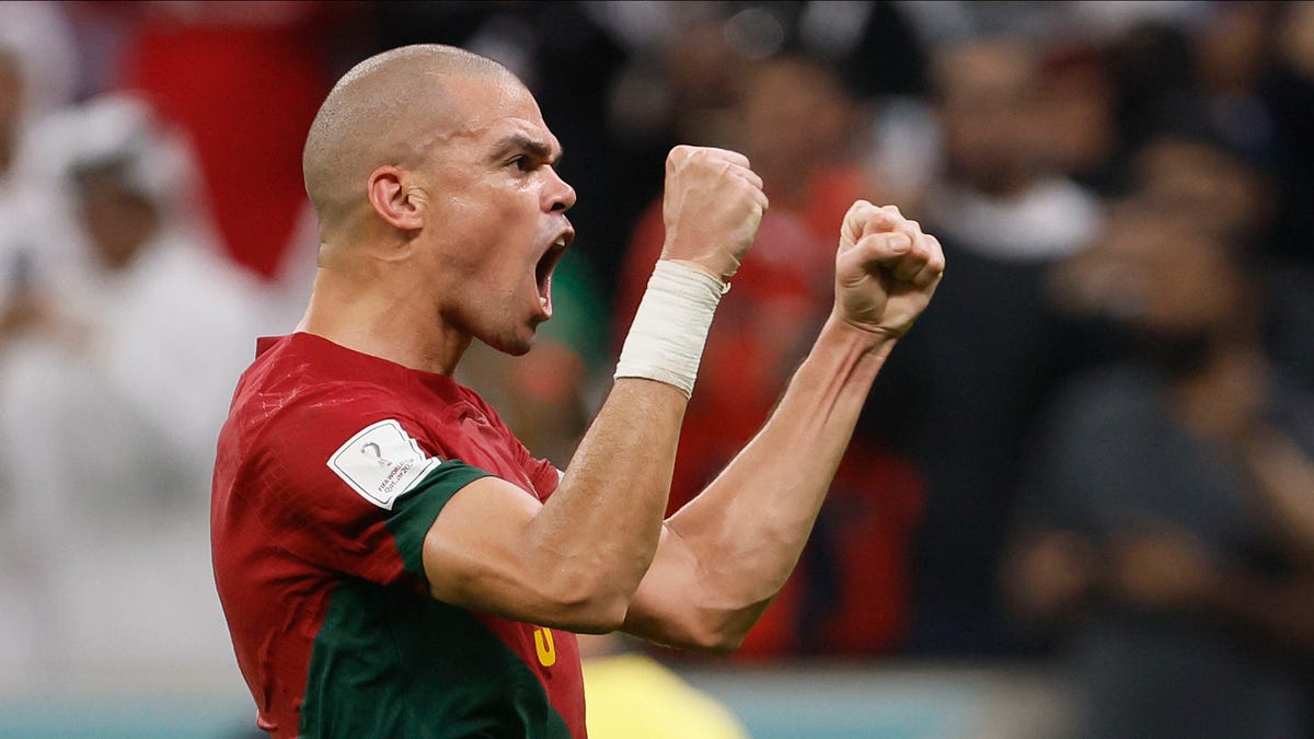 Pepe yells after goal