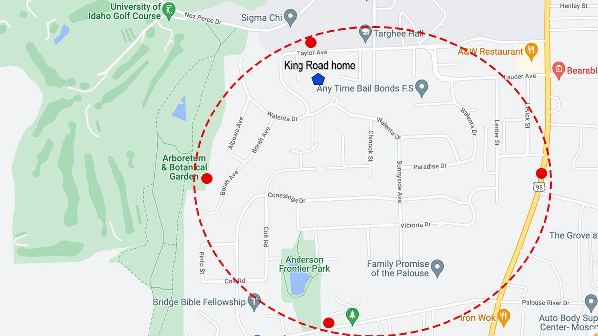 Map showing perimeter of crime scene where police are soliciting video surveillance