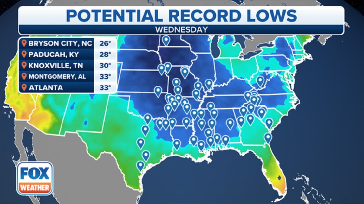 Record low temperatures US