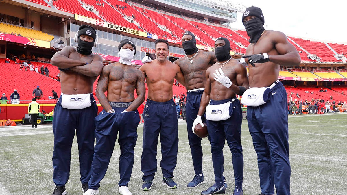 Seahawks practicing shirtless