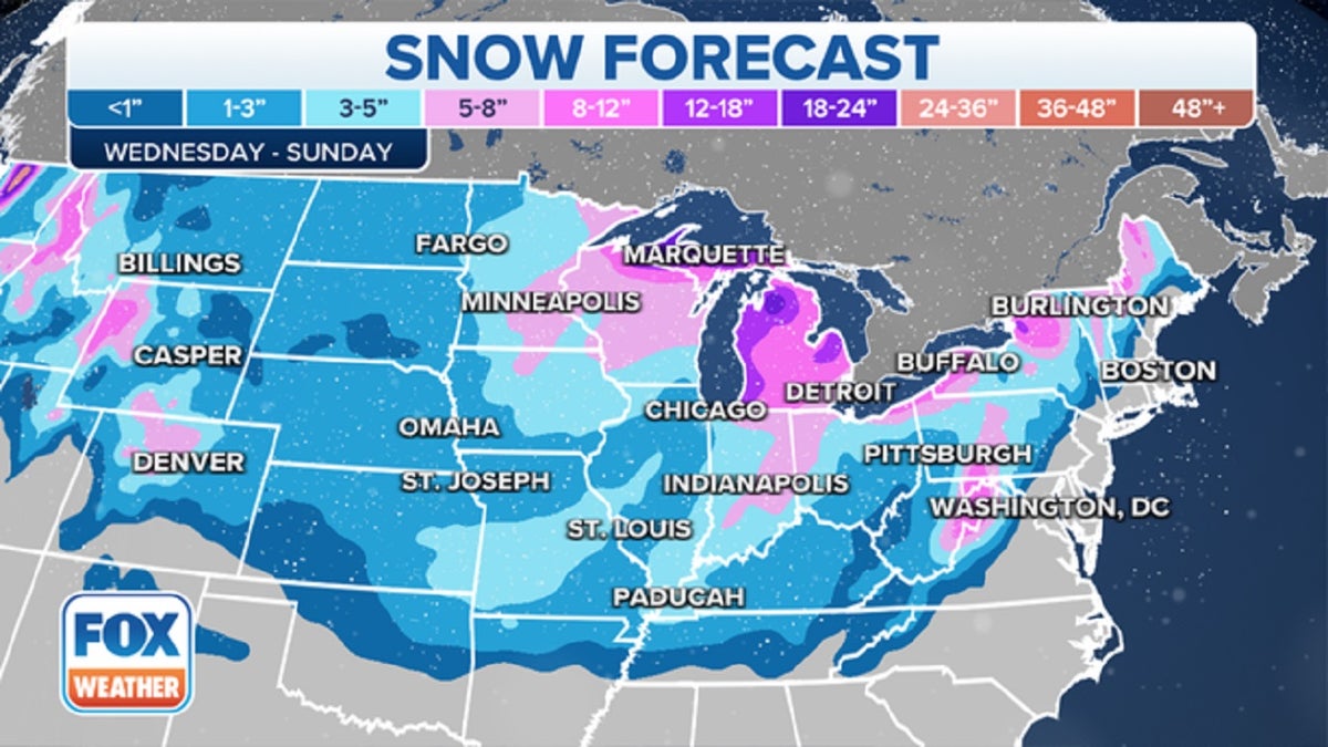 Snowfall totals in the US