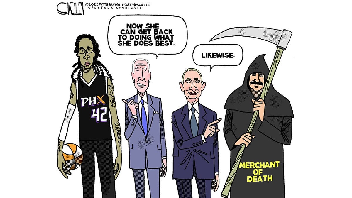 Political cartoon poking fun at Biden