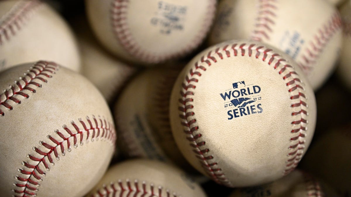 General view of World Series baseballs