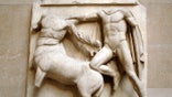 Part of a metope depicting the battle between Centaurs and Lapiths.