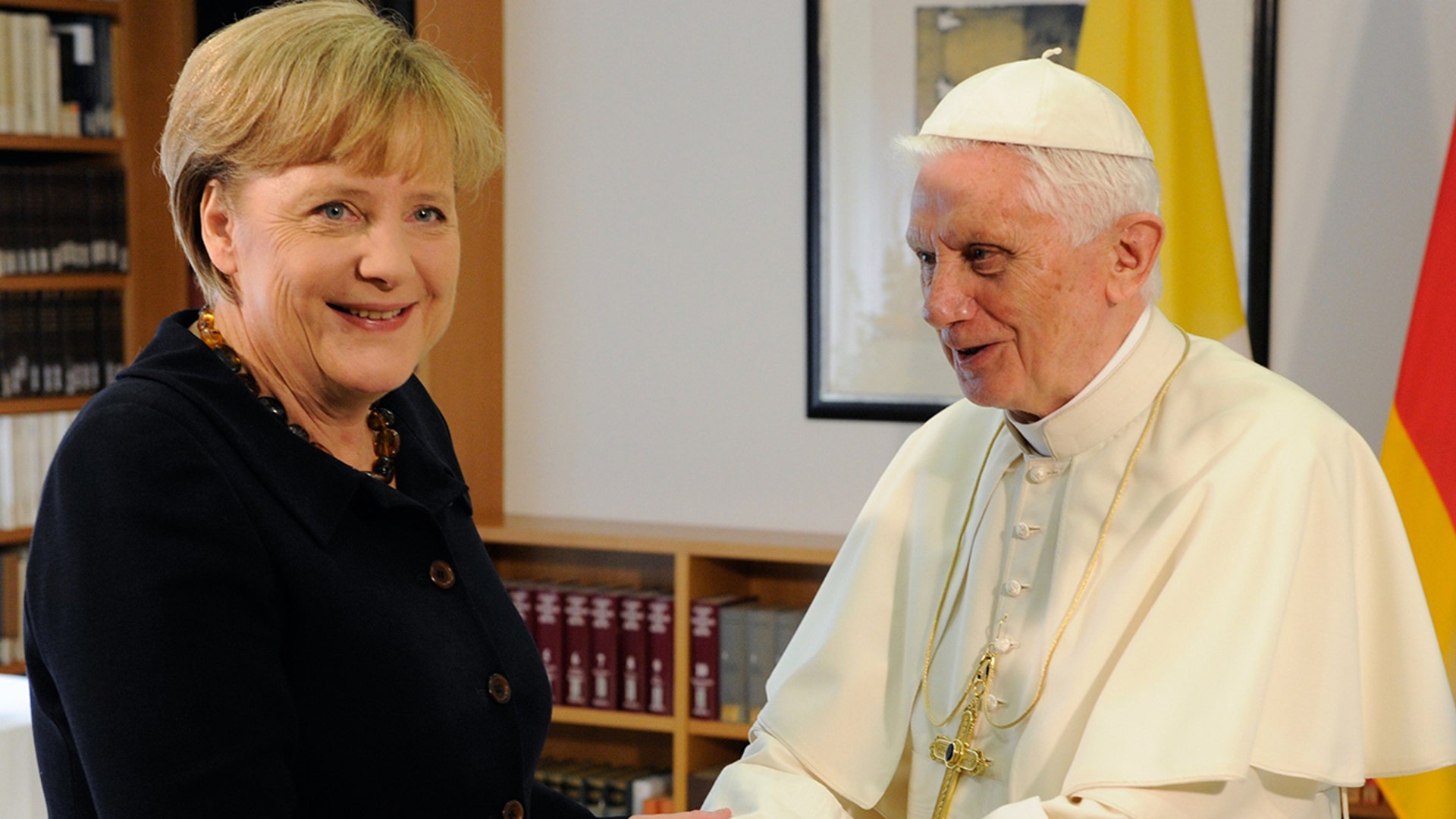 Pope Benedict with former German Chancellor Angela Merkel
