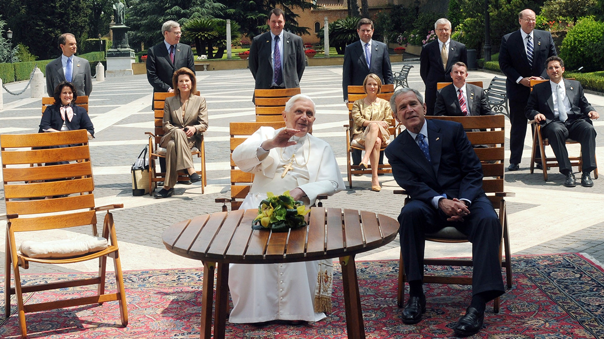 Former President George W. Bush with Pope Benedict