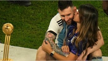 Lionel Messi's wife, Antonela Roccuzzo, celebrates with husband after World Cup win