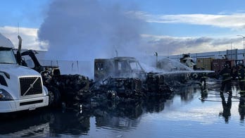 Several big rig trucks catch on fire in Oakland, crews respond to the scene