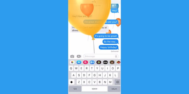 Besides all the fun gifs and Bitmoji options it offers, you can send certain code words which allow you to add colorful animations to your messages, such as the laser effect from typing "pew pew" or the balloon effect from sending a "happy birthday" message. 